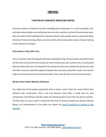 5 MYTHS OF CONCRETE MOISTURE METER