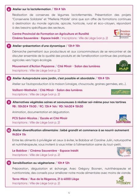 Alimentation saine pour tous 2019 - programme