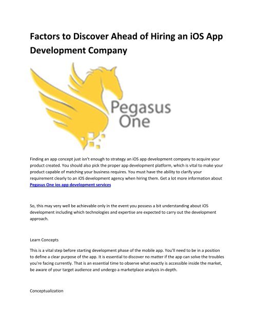 5 Pegasus One ios app development