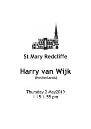 Lunchtime at Redcliffe - Free Organ Recital with Harry van Wijk