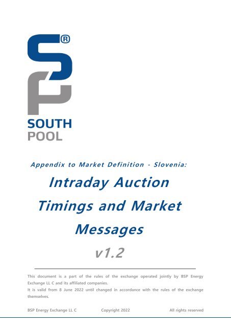 Intraday Auction Timings and Market Messages