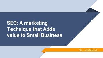 SEO: A marketing Technique that Adds value to Small Business