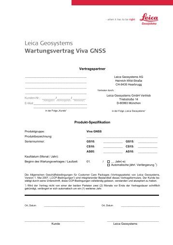 Wartungsvertrag Viva GNSS - Leica Geosystems