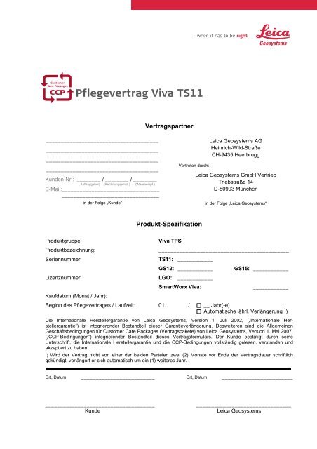 Pflegevertrag Viva TS11 - Leica Geosystems
