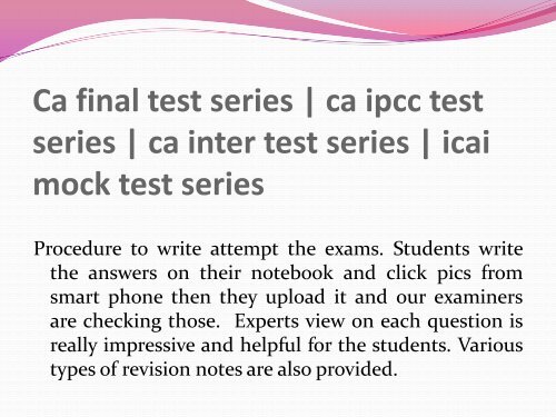 CAtestseries.org - CA Final | CA IPCC | CA INTER Online Test Series