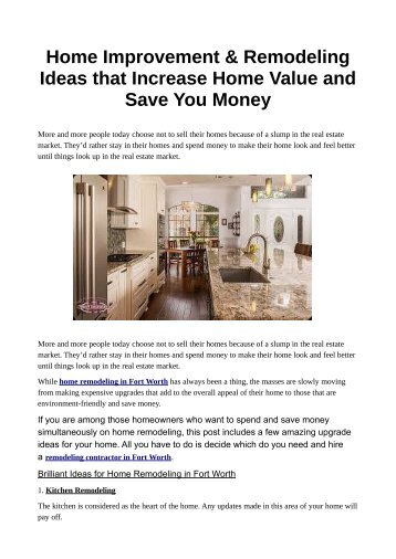 Home Improvement & Remodeling Ideas that Increase Home Value and Save You Money