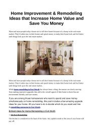 Home Improvement & Remodeling Ideas that Increase Home Value and Save You Money