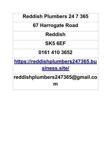 Reddish Plumbers 24 7 365