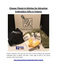 Choose Yhtack in Stitches for Attractive Embroidery Gifts in Virginia