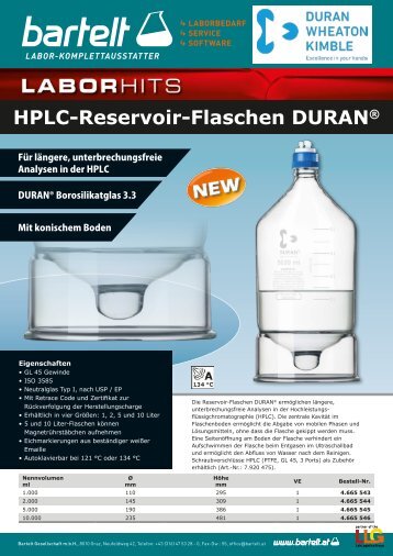 DWK DURAN HPLC Reservoir Flaschen bei Bartelt