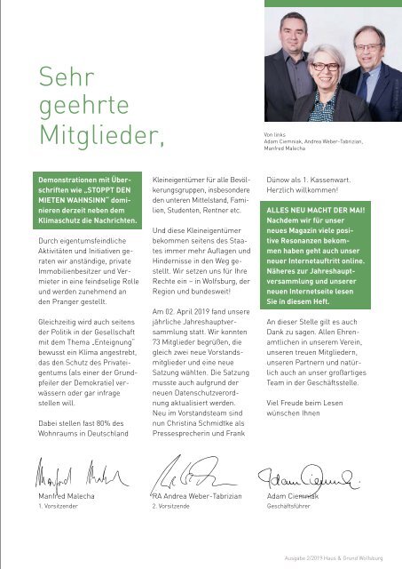 Haus & Grund Wolfsburg und Umgebung e.V. Ausgabe 2/2019 April 2019