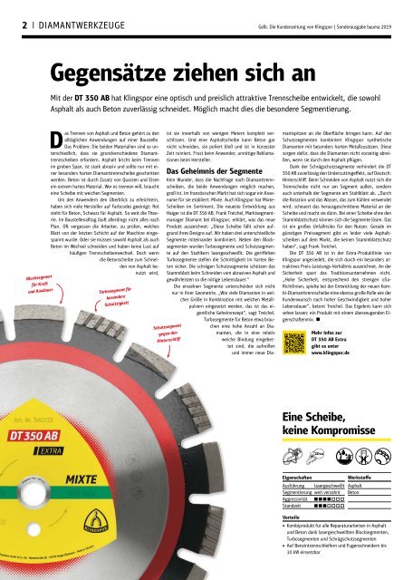 Gelb. Die Kundenzeitung von Klingspor - Sonderausgabe zur Bauma|2019