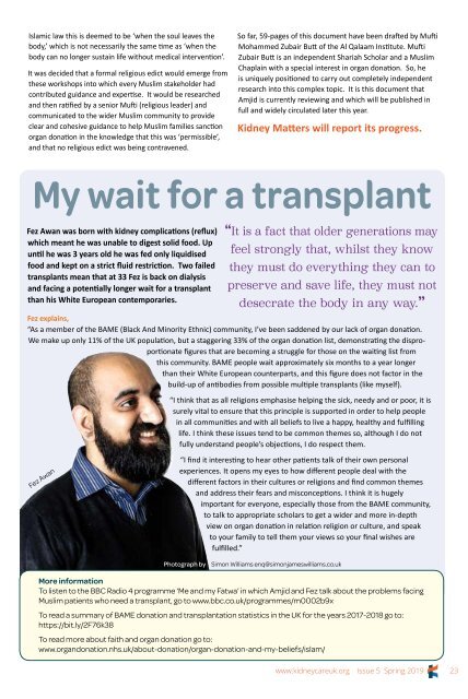 Kidney Matters - Issue 5, Spring 2019