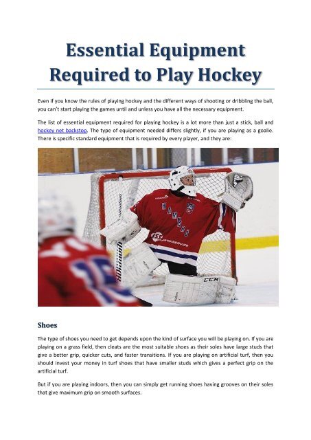 Essential Equipment Required to Play Hockey