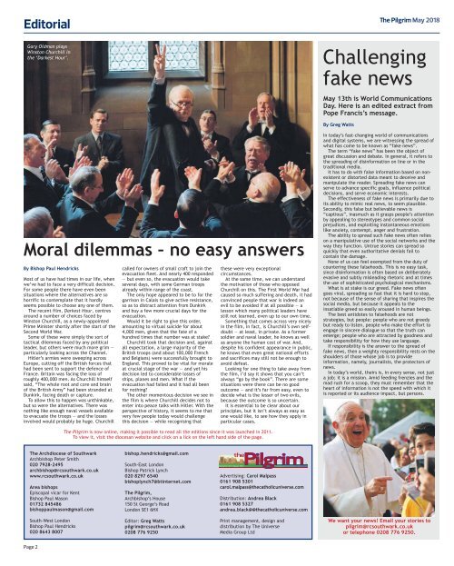 Issue 71 - The Pilgrim - May 2018 - The newspaper of the Archdiocese of Southwark