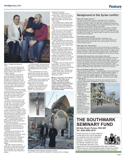 Issue 71 - The Pilgrim - May 2018 - The newspaper of the Archdiocese of Southwark