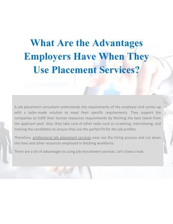 What Are the Advantages Employers Have When They Use Placement Services