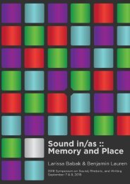 Sound in/as :: Memory and Place