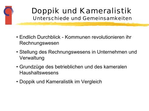 Doppik und Kameralistik Unterschiede und Gemeinsamkeiten