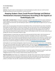 Keeping Gutters Clean Could Prevent Damage and Reduce Homeowners Insurance Premiums According to the Experts at GutterSupply.com