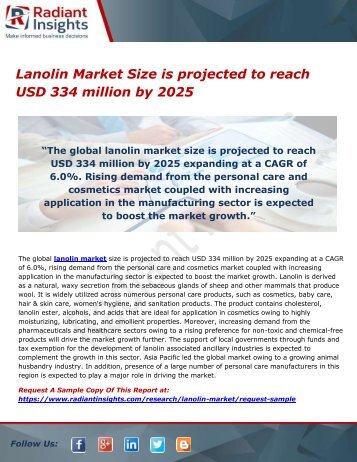 Lanolin Market Size is projected to reach USD 334 million by 2025 