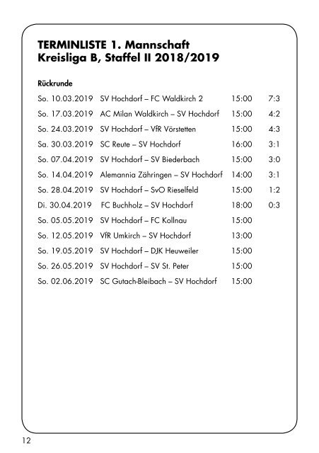 SV Hochdorf Sport Report 05.05.2019