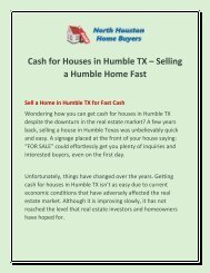 Cash For Houses in Humble TX – Selling a Humble Home Fast