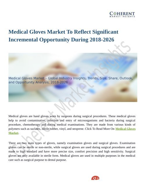 Medical Gloves Market Estimated to Record Highest CAGR by 2026