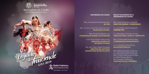 Programa de mano Gira 2019 "Legado que trasciende" - Ballet Folklórico Universidad de Colima