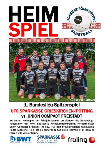 Heimspielmagazin UFG Sparkasse Grieskirchen/Pötting vs. Union Compact Freistadt, 4. Mai 2019