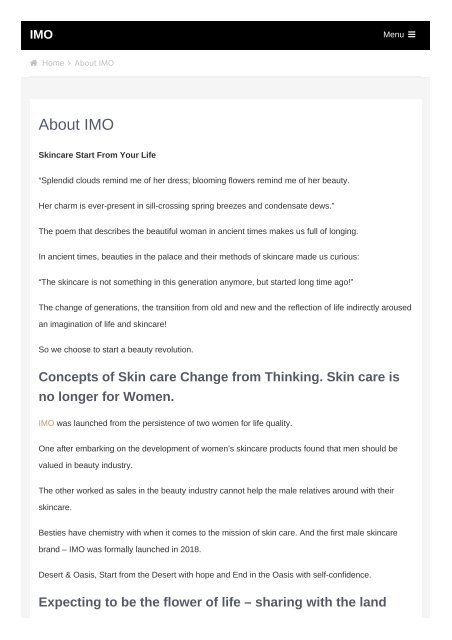 IMO Men Skincare Concepts of Skin care Change from Thinking