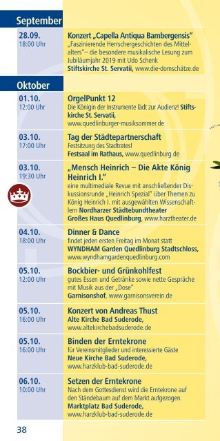 Veranstaltungsflyer Sachsen-Anhalt-Tag 2019 in Quedlingburg