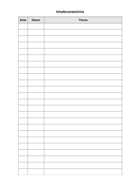 Inhaltsverzeichnis