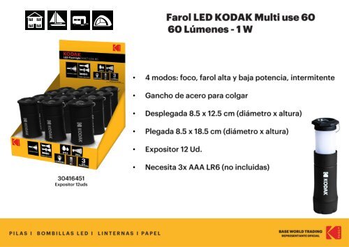 Catalogo de LINTERNAS LED Kodak Agosto 2020