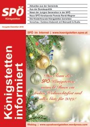 SPÖ Königstetten informiert - Dezember 2018