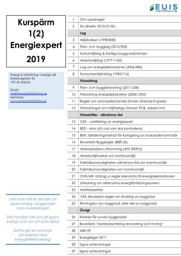 Flik 00B Innehållsförteckning Pärm 1 EE  6maj