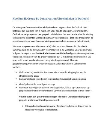 Hoe Kan Ik Group By Conversation Uitschakelen In Outlook?