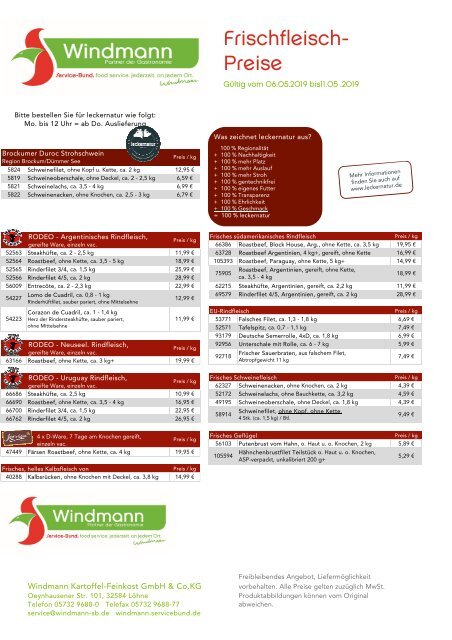 Frischfleisch Windmann kw19/2019