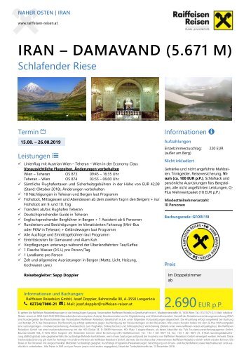 Reiseprogramm 2019 Damavand