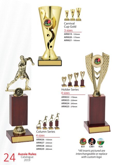 Trophies for Distinction - Aussie Rules 2019