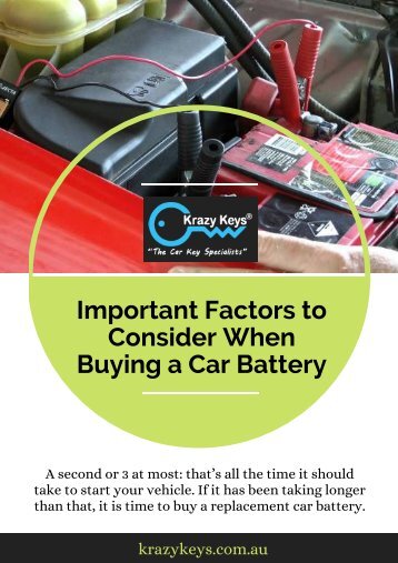 5 Factors to Select Car Battery for Replacement - Krazy Keys