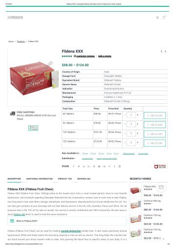 Buy Fildena XXX Fruit Chew 100mg Tablets Online - Is Fildena Safe?