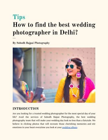 How to find the best wedding photographer in Delhi