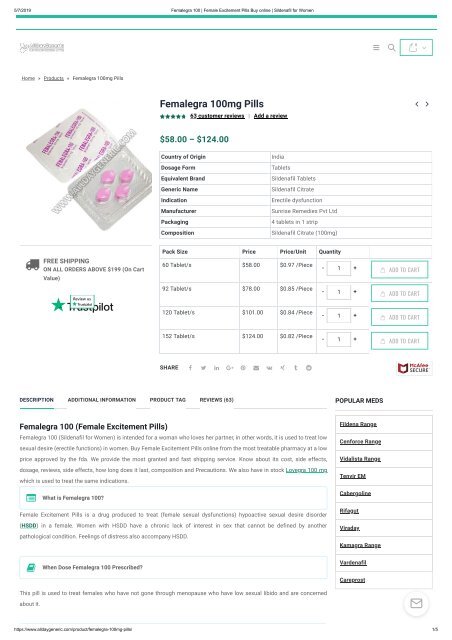 Femalegra 100  Female Excitement Pills Buy online  Sildenafil for Women