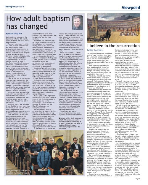 Issue 70 - The Pilgrim - April 2018 - The newspaper of the Archdiocese of Southwark