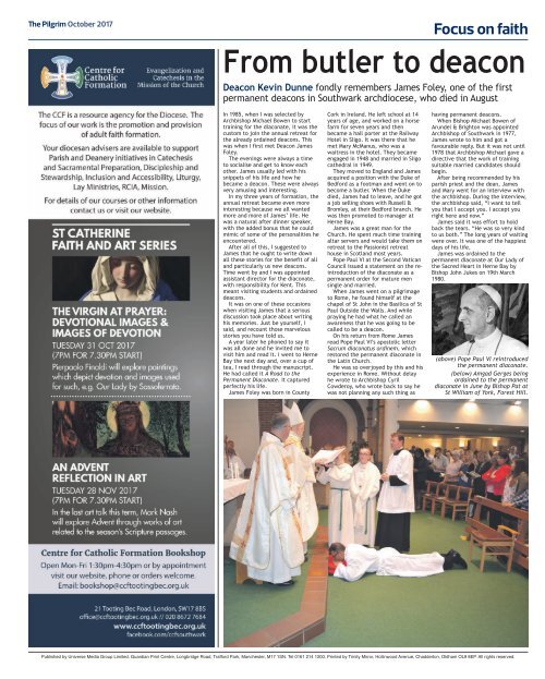 Issue 65 - The Pilgrim - October 2017 - The newspaper of the Archdiocese of Southwark