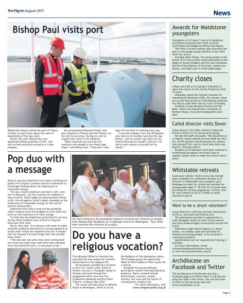 Issue 63 - The Pilgrim - August 2017 - The newspaper of the Archdiocese of Southwark