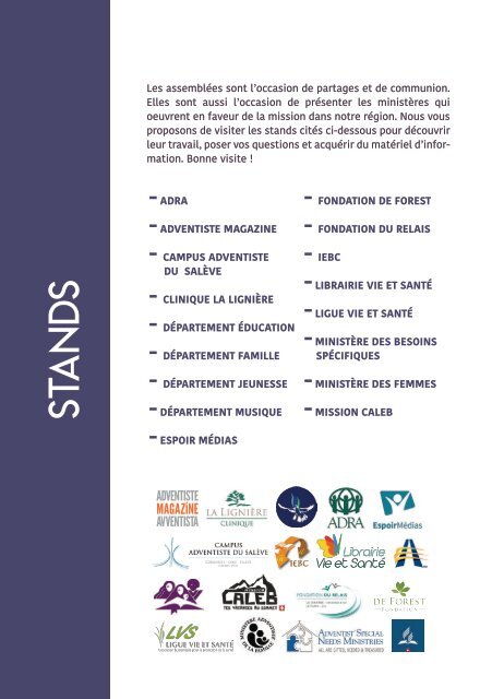 Programme - 64ème Assemblée spirituelle FSRT - 1er juin 2019, Lausanne