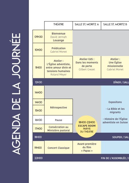 Programme - 64ème Assemblée spirituelle FSRT - 1er juin 2019, Lausanne