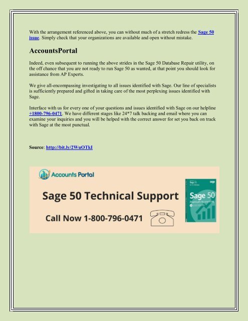 Sage 50 Database Repair Utility | Call 1800-796-0471 for Support